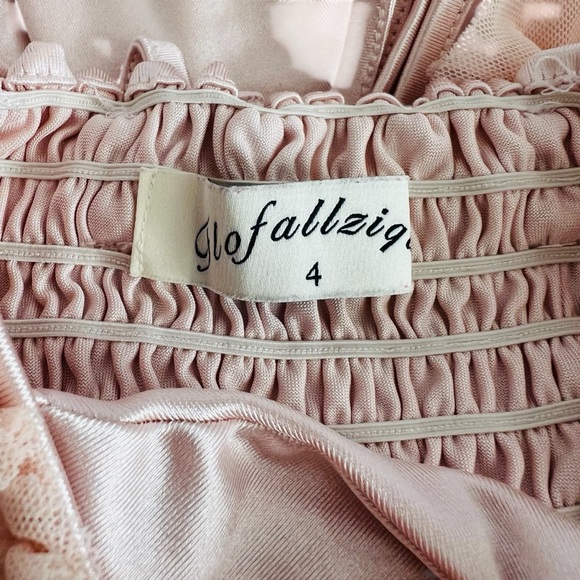 Ruffle Sleeve Birthday Blush Champagne Pink Tulle Short Romper - Picture 8 of 8